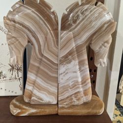 Vintage Onyx Horse Bookends
