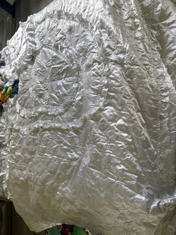 White Satin Quilted Comforter with Embroidery