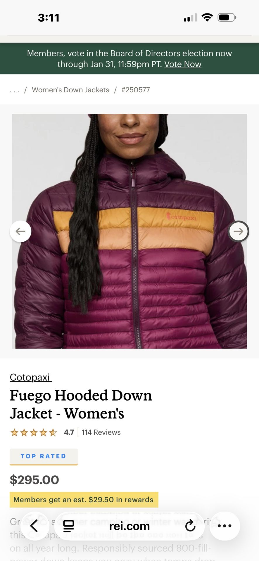 **Brand New **Cotopaxi Fuego Hooded Down Jacket Women's Size L