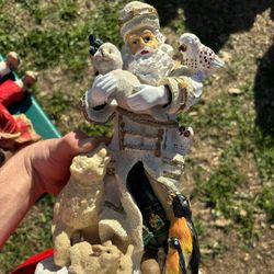 Collectors Glass Santa Clause With Animals 