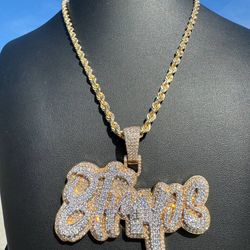 10k solid yellow gold natural diamond pendant 14k yellow gold solid rope chain necklace iced out bussdown piece