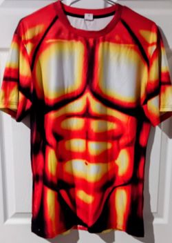 High stretch 3D Muscle Graphic Compression T-shirt. Polyester Spandex blend. Quick dry,skinny fit XXL