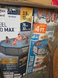 2 pools extra poles and pumps and filters! Moving must get rid of all together