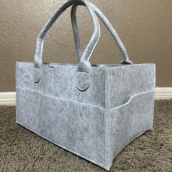 Parker Baby Co. Diaper Caddy Organizer - Premium Felt | Gray | Multi-Pocket