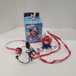 M & M M&M Transistor AM/FM Lanyard Radio RED Mar’s Candy NIB Headphones Set