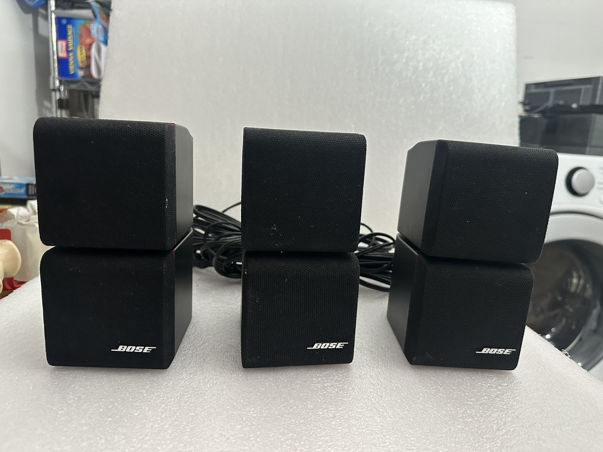 LOT OF 3 BOSE CUBE REDLINE DOUBLE SPEAKERS WITH SPEAKER WIRES