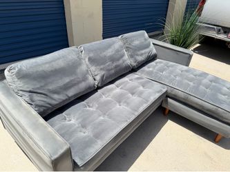GREY VELVET L SHAPED SOFA 💎