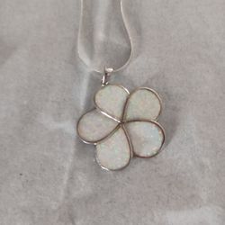 Silver Flower Necklace 20"