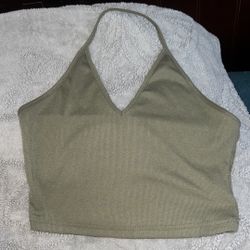 olive green halter top 