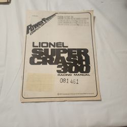 manual for the Lionel Super Crash 300 racing set, a vintage collectible toy