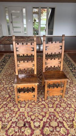 Pair of Spanish Baroque-style Dinning Chairs