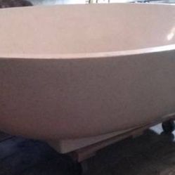 Terrazzo Stone Large Oval Shaped Pedestal Soak Bathtub