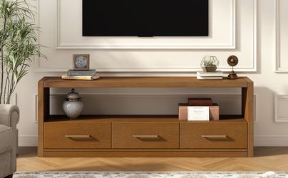 Mirod Stylish TV Stand with Ample Storage,Classic Design with Three Drawers and Spacious Surface,Minimalist Metal Handles,Versatile as TV Console or S