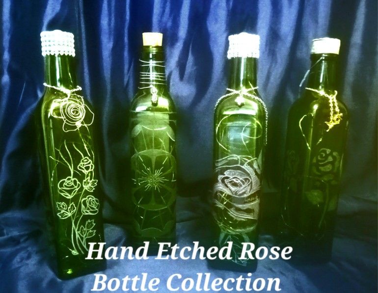 Hand Etched Light Up Rose Bottle Collection