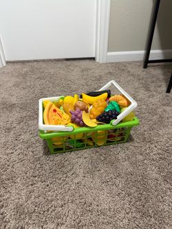 Kids play kitchen pretend food