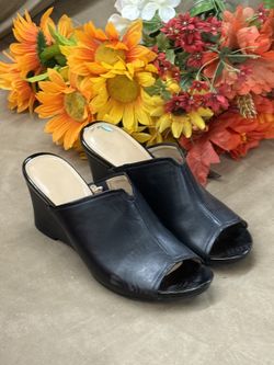 Women’s Black Wedge Mules