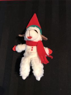 Lamb chop 5 inch Avon finger puppet, green red scarf, hat preschool children’s plush