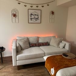 WHITE / BEIGE COUCH AND HUGE OTTOMAN