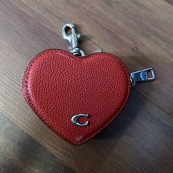 Coach Heart Coin Keychain