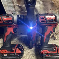 Milwaukee Impact Drill And Drill And 3/8 Ratchet 
