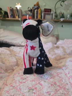 Lefty TY Beanie Baby Independence Day Stars and Stripes July 4th 2000 Donkey USA