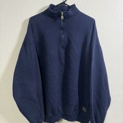 VINTAGE Russell Athletic Sweatshirt Mens 2XL Navy Blue 1/4 Quarter Zip USA 90s