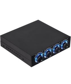 New PC Fan Speed Controller, 4 Channel Computer Cooling Fan Heat Sink Adjuster for PC with Blue LED