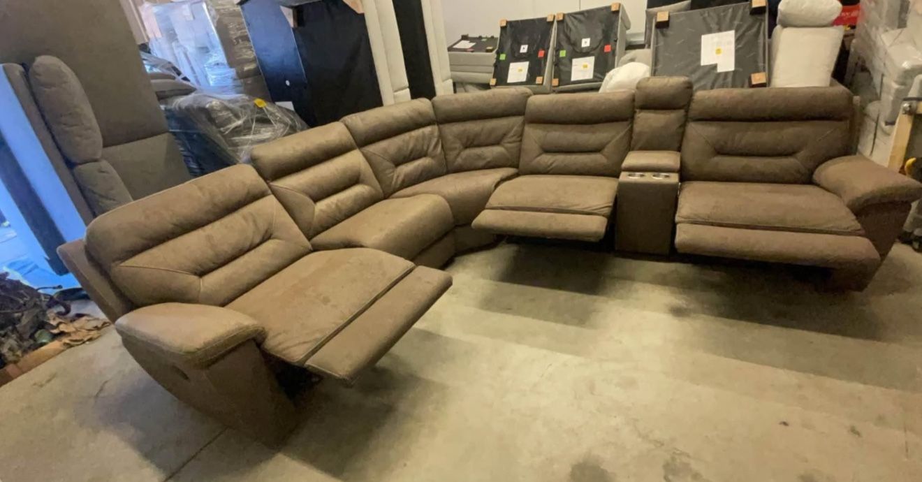 6 PIECE FABRIC RECLINING SECTIONAL