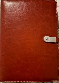 Smart power bank notebook Organizer Brown leather