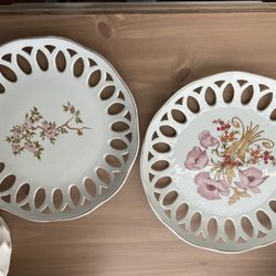 2x Plates - Ceramic with Pierced/Stencil Edges (Leart Brazil)