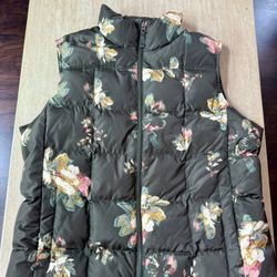 Lands' End Floral Puffer Vest