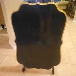 Solid Wood Hand Painted Black and Gold Accent Table