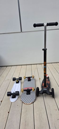 Scooter, 2 skateboards