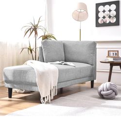 Merax 65 inch Modern Chaise Lounge with Left Arm in Grey