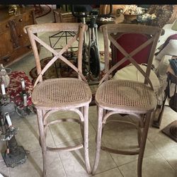 Two Wooden Bar Stools 