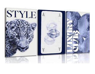 Navy Blue Cheetah 3-Piece Artwork