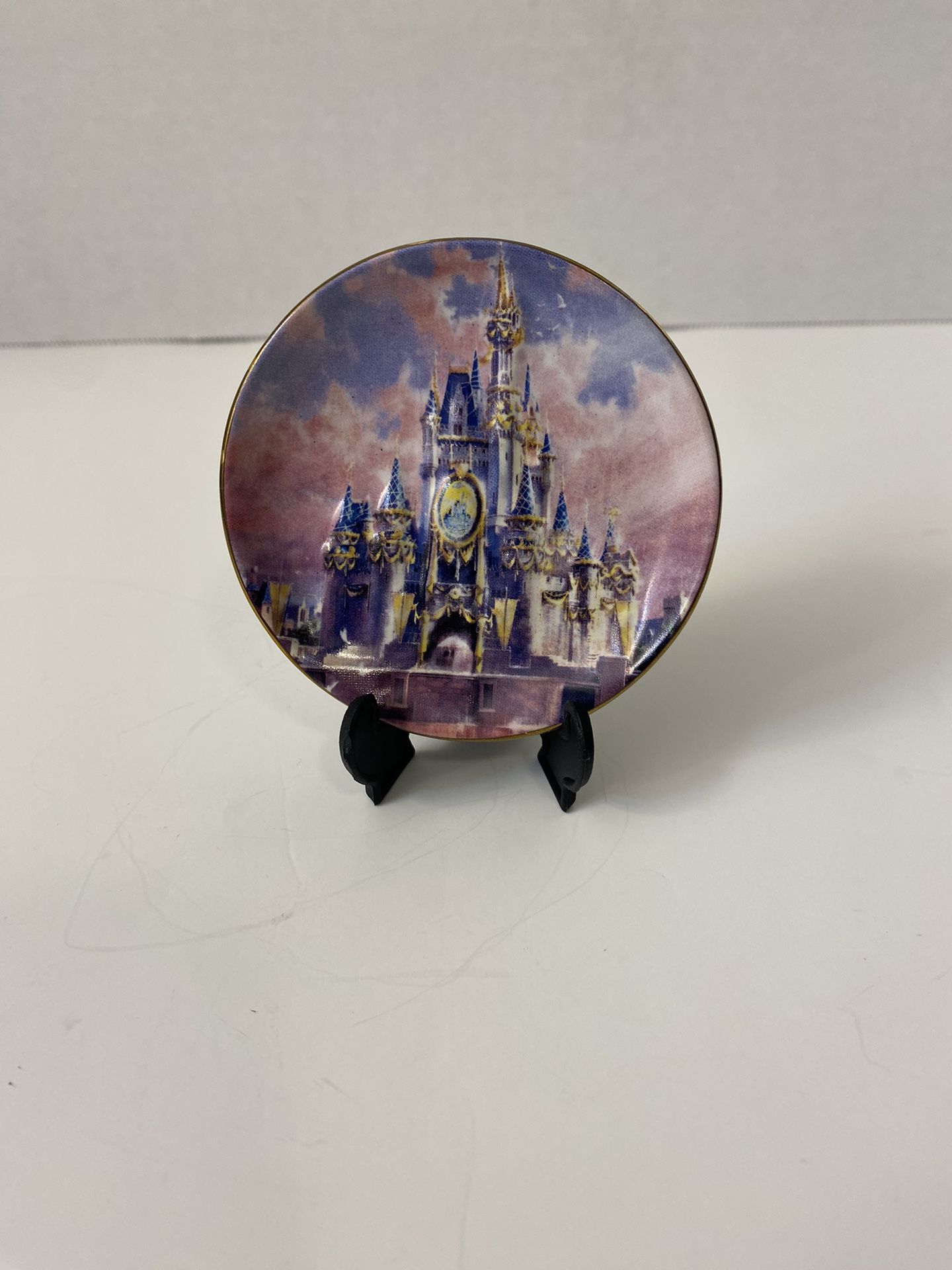 Disney Cinderella Happiest Celebration on Earth Mini Plate & Stand; 3” Diam.