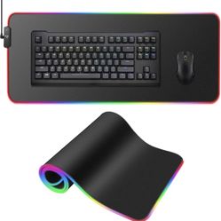 RGB Gaming Mouse Pad , Large Anti-Fray Cloth Led Mousepad with 13 Lighting Modes , Waterproof , Non-Slip Rubber Base , Pixel-Precise Tracking Mouse Ma