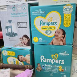 PAMPERS SWADDLERS SIZE  1 AND 2  $ 25  EACH BOX