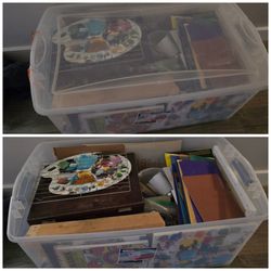 Tote of craft supplies