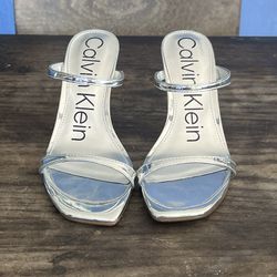 Calvin Klein 6 1/2 (M) Silver Heels 