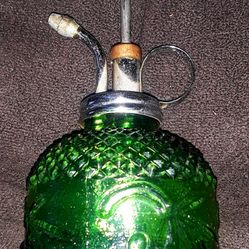 Vintage Mid-Century Green Cut Glass Plant/Perfume Mister