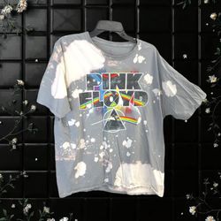 Pink Floyd Dark Side Of The Moon Gray Splotchy Multicolor Worn Look Tshirt Men XL