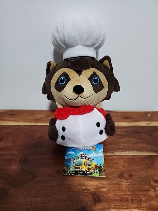 Symbiote Studios Overcooked Raccoon Chef 11” Plush, MA-4296 - Clean