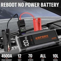 ASPERX AX4500 Jump Starter, 4500A Peak Car Jump Starter for Up to All Gas and 10