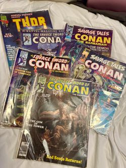 Vintage Marvel Comic Magazine Collection – 6 Complete 1970s Issues Featuring Conan, Thor & Red Sonja