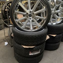 26 Inch Brushed Face Chrome Lip Wheels Tires And Sensors 