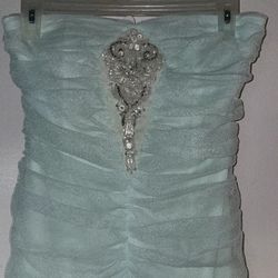 Turquoise Strapless Mermaid Formal Dress (Size 4)