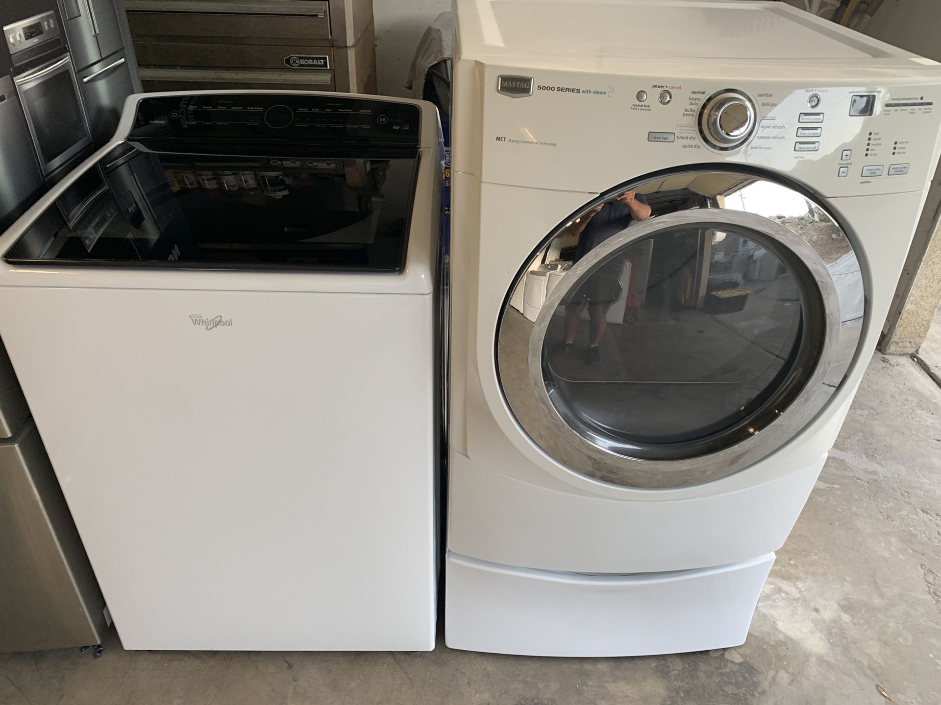 Whirlpool cabrio washer and Maytag front load gas dryer