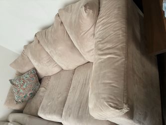 Beige Microfiber 3-Seat Sofa